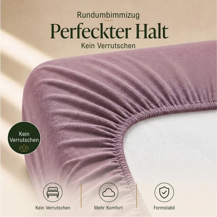 Malika Spannbettlaken aus 100% Baumwolle, 90-100x200, Beere, Jersey Baumwolle, Gummizug: Ja, (1 Stück), Allergikergeeignet, Pflegeleicht und Atmungsaktiv