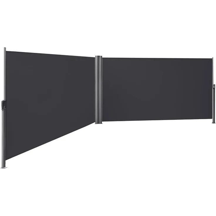 SONGMICS Doppel Seitenmarkise Seitenrollo 200 x 600cm Markisenstoff aus Polyester 280g/m² Anthrazit GSA400G