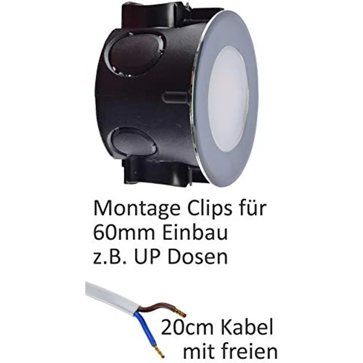 ChiliTec LED Einbauleuchte Treppenlicht - Stufenleicht für Unterputz Dosen - 2Watt 150Lumen - für 60mm UP-Dosen - 230V Stufenbeleuchtung Licht Weiß – Bild 5
