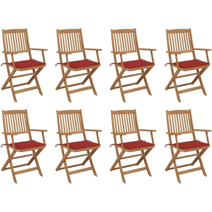 vidaXL Klappstühle mit Kissen, 8-teilig, aus massivem Akazienholz 3075091