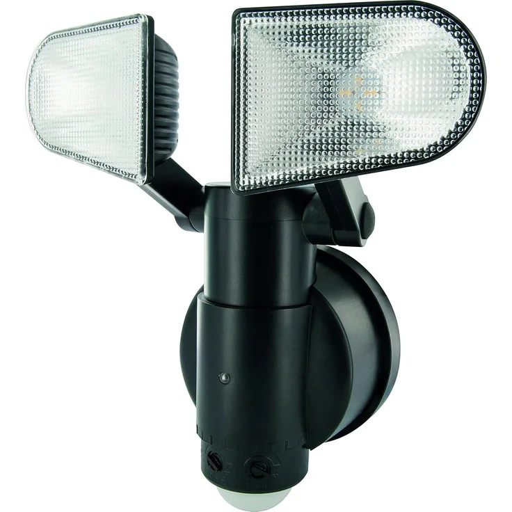 Schwaiger LED Außen-Wandleuchte LED220 011, Mit 3 Kontrollknöpfen (TIME, SENS und LUX), LED, weiß, mit Bewegungsmelder, batteriebetrieben