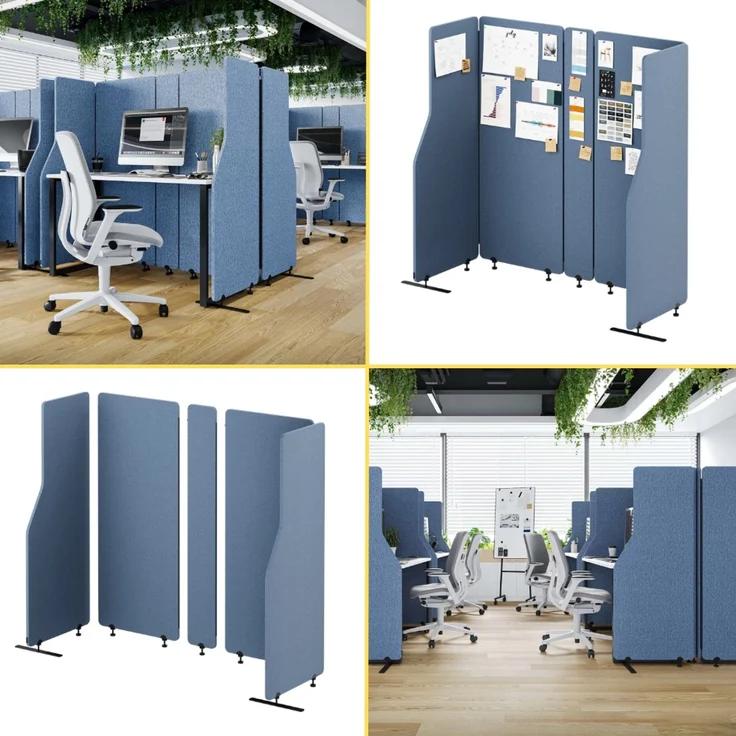 Akustik-Trennwand mit Schalldämmung PEOLT - 145x260x1,8cm Blau | Stellwand Büro Raumteiler Office-Akustikwand Sichtschutz freistehend – Bild 7