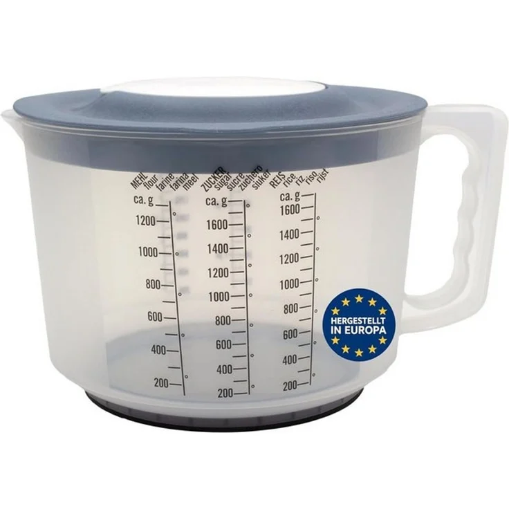 mucHome Messbecher 3in1 Rührbecher 2L mit Spritzschutz, Verschlussdeckel und Ausgießer – Bild 4
