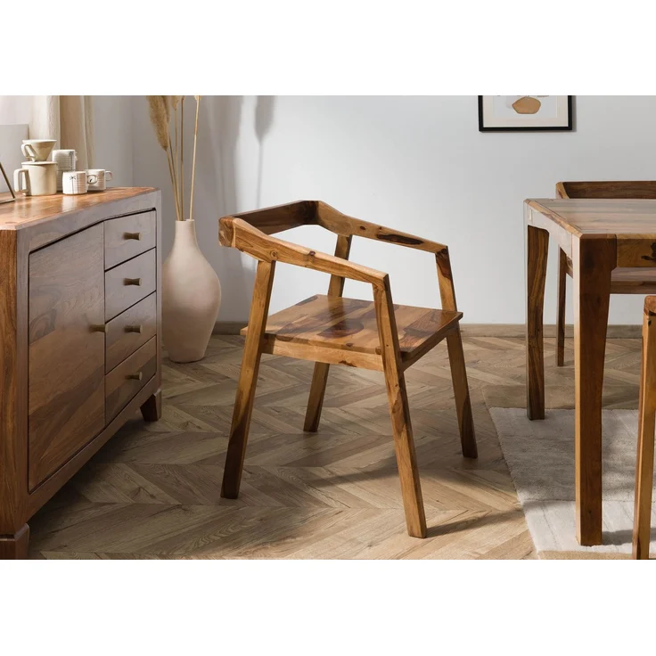 Stuhl Sheesham 45x51x76 braun lackiert ANCONA #100 – Bild 9