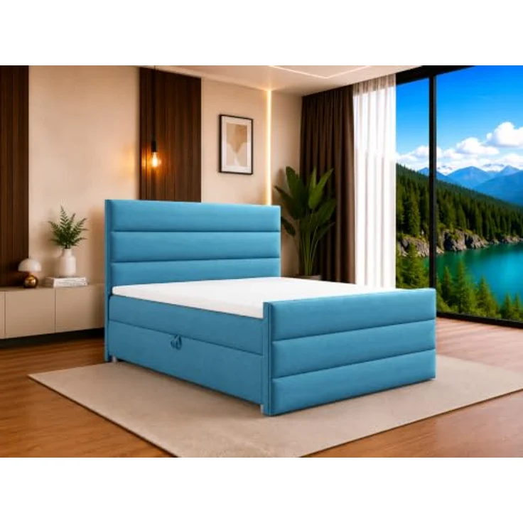 Best for Home Trinity K-1 LUX Boxspringbett, Modernes Boxspringbett mit Stauraum, 7-Zonen-Bonnell-Federkernmatratze, PUR-Schaum-Topper, verschiedene Größen erhältlich – Bild 1