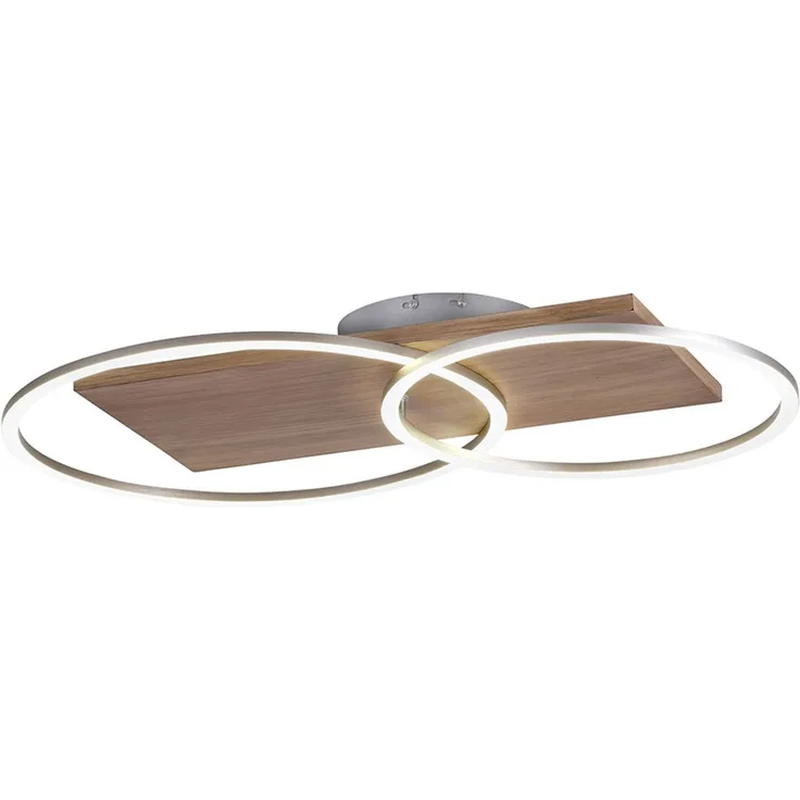 LED Deckenleuchte, Fernbedienung, dimmbar, CCT, Holz, L 70cm