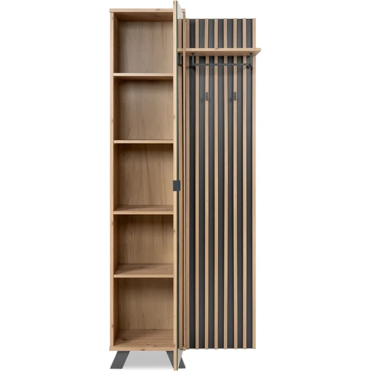 Kompaktgarderobe >Medan< in Dekor Artisan Oak / anthrazit - 80x190x37cm (BxHxT) – Bild 8
