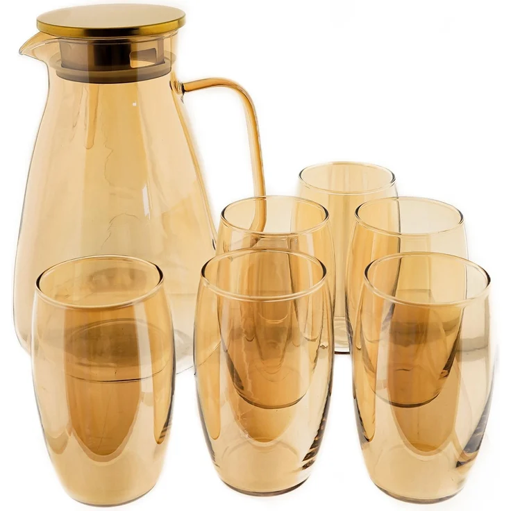 7-tlg. Karaffen-Set aus Glas - 1,95 L Karaffe & 6 Gläsern - 330 ml – Bild 4