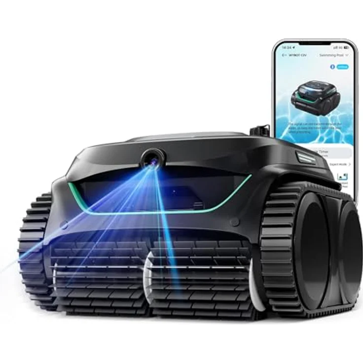 WYBOT C2 Vision AI, Kabelloser Poolroboter mit Akku, effiziente Zweischicht-Filterung und starke Absaugung für Pools bis 180 m² (Schwarz Grün) – Bild 1