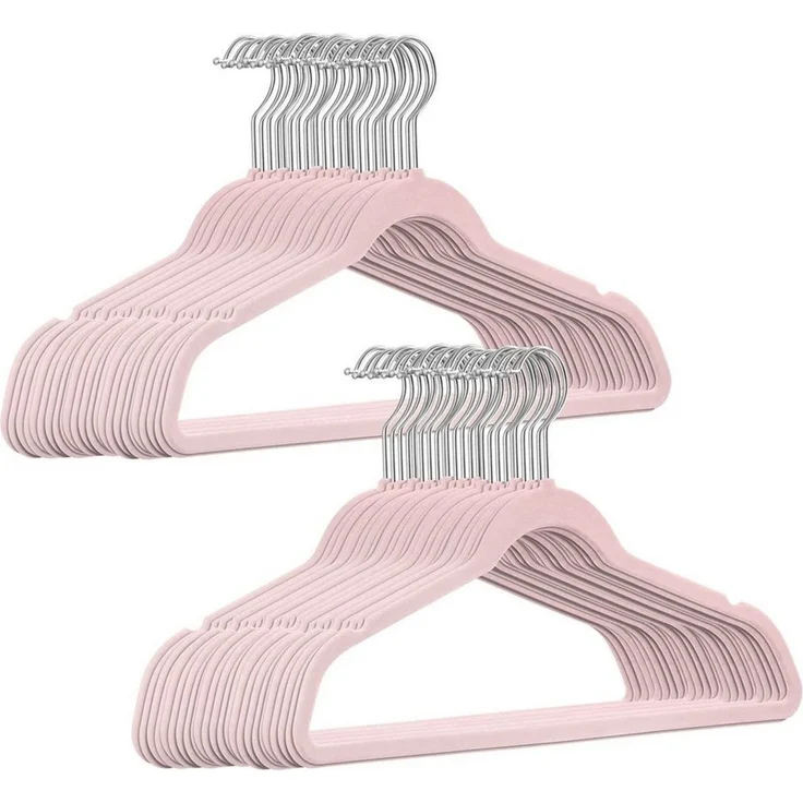 StickandShine Kleiderbügel 50 Stück Samt Kleiderbügel mit Silber Haken (50er Set), (Spar-Set), Designbügel – Bild 1