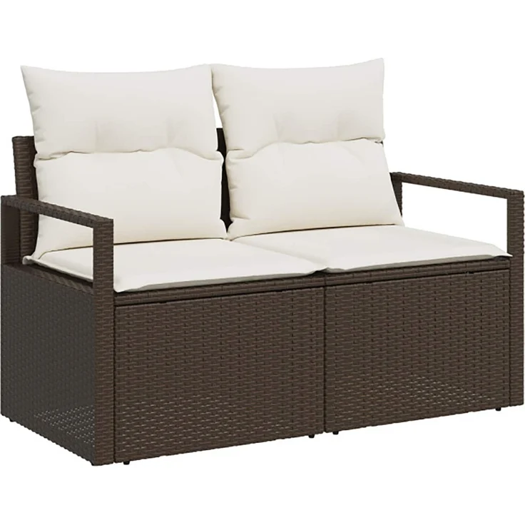 vidaXL Sofa Set 6 stk. Braun und Creme Weiß Polyrattan und Stahl 3447240 – Bild 3