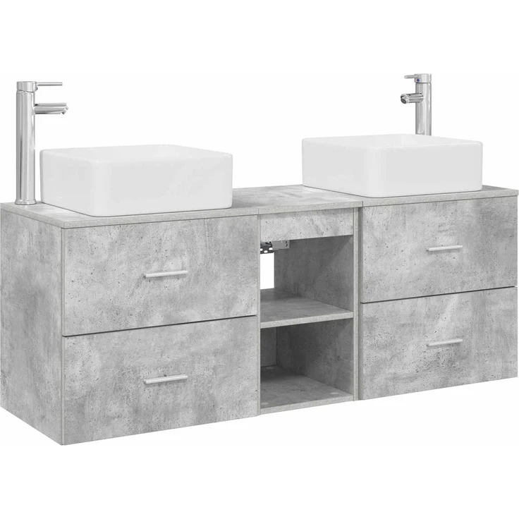 vidaXL Badezimmerschrank-Set 3 stk. Betongrau 129 x 41 x 80 cm 3405822 – Bild 2