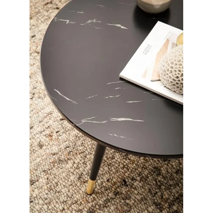 MID.YOU Couchtisch, Schwarz, aus Holzwerkstoff, rund, konisch, 60x41x60 cm, einfacher Aufbau – Bild 6