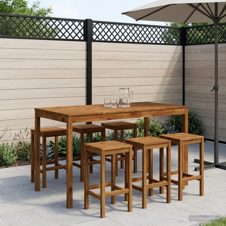 vidaXL Gartenbar-Tisch LAREN Natur 180 x 88,5 x 105 cm 901262 – Bild 1