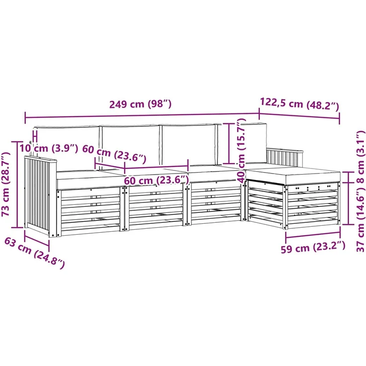 vidaXL Outdoor-Sofagarnitur 5 stk. 5-Sitzer Weiß und Anthrazit 3391672 – Bild 6
