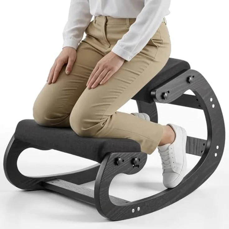 VEVOR Ergonomischer Hocker mit Dicken, Integrierten Schaumstoffpolstern & Massivholzrahmen, Höhenverstellbarer Kniestuhl zur Entlastung von Nacken und Rücken, Ideal für Zuhause, Büro, Schwarz – Bild 1