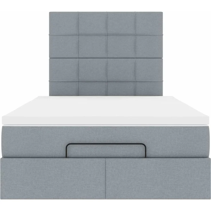 vidaXL Ottoman-Bett mit Matratze & LEDs Hellgrau 120x200 cm Stoff 3313996 – Bild 6