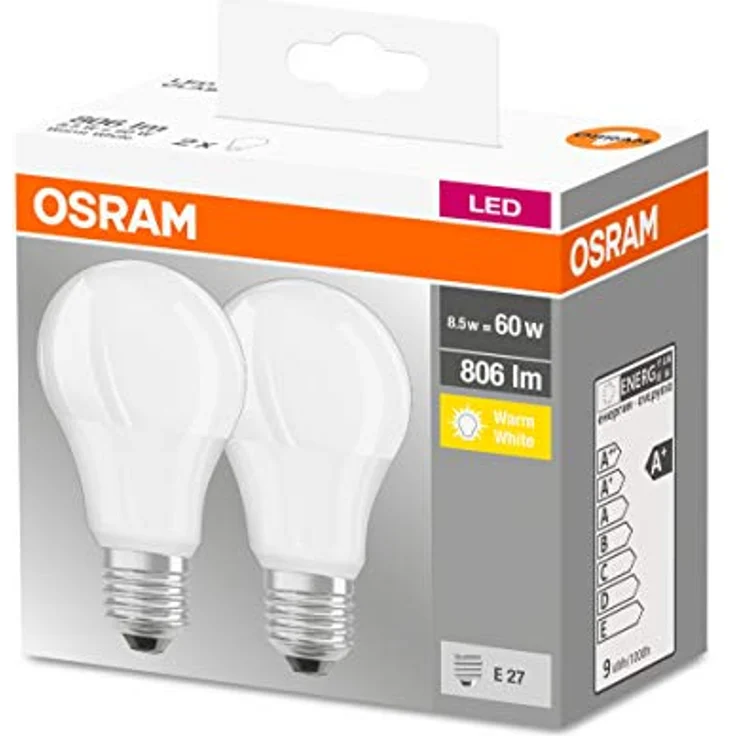 OSRAM LED-Lampe Classic E27, 8,5W, warmweiß 2.700K, 806lm, nicht dimmbar, 2er Pack – Bild 3