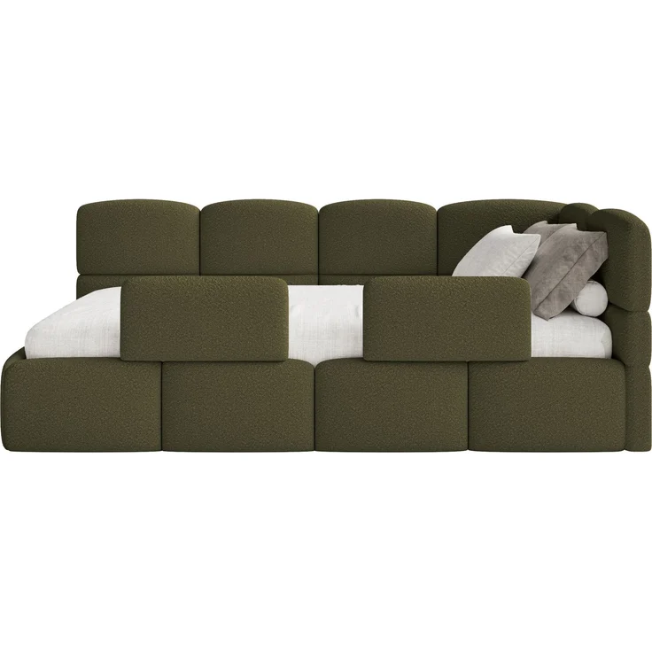 Selsey 'Cloudy' Jugendbett rechts, Rausfallschutz, Bouclé Olivgrün, 90x200 cm – Bild 2