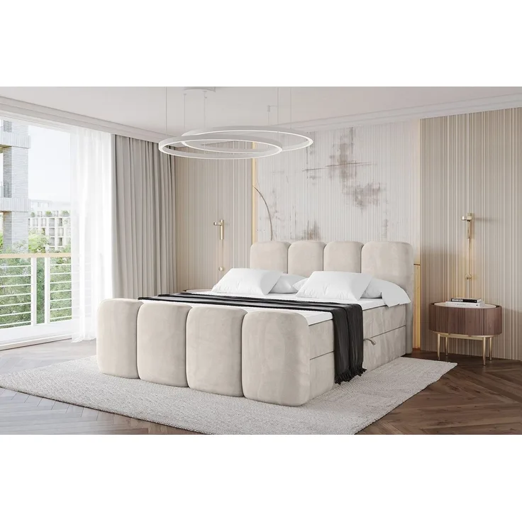 ALTDECOR Boxbett NINA-Z (Multipocket-Matratze H4, H3 Matratze Bonellfederung, Topper, Kopfteil), Doppelbett mit Fußteil