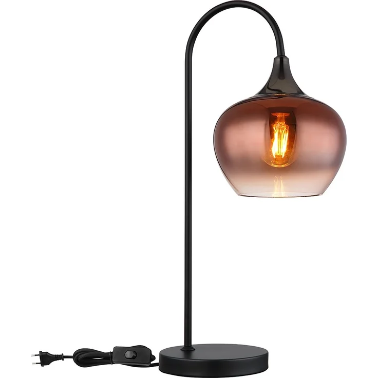 Tischleuchte, Glas kupfer, schwarz-matt, H 54 cm – Bild 5