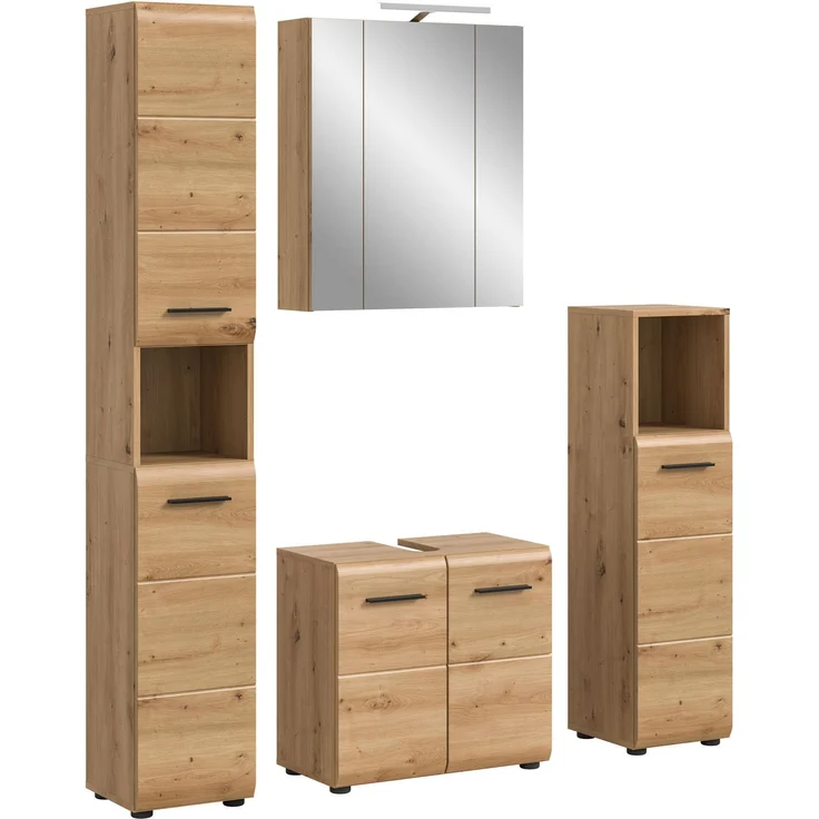 Badkombination (B/H/T: 150x185x46 cm) in Artisan Oak Nachbildung und Artisan Oak Nachbildung – Bild 1