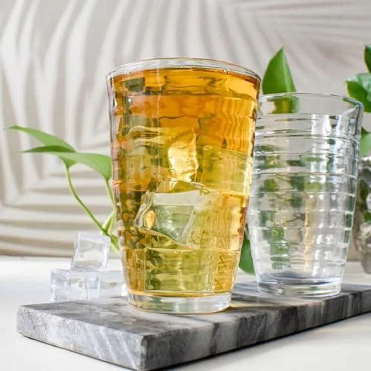 6 Trinkgläser 320 ml mit Struktur Saftgläser Cocktailgläser Longdrinkgläser – Bild 2