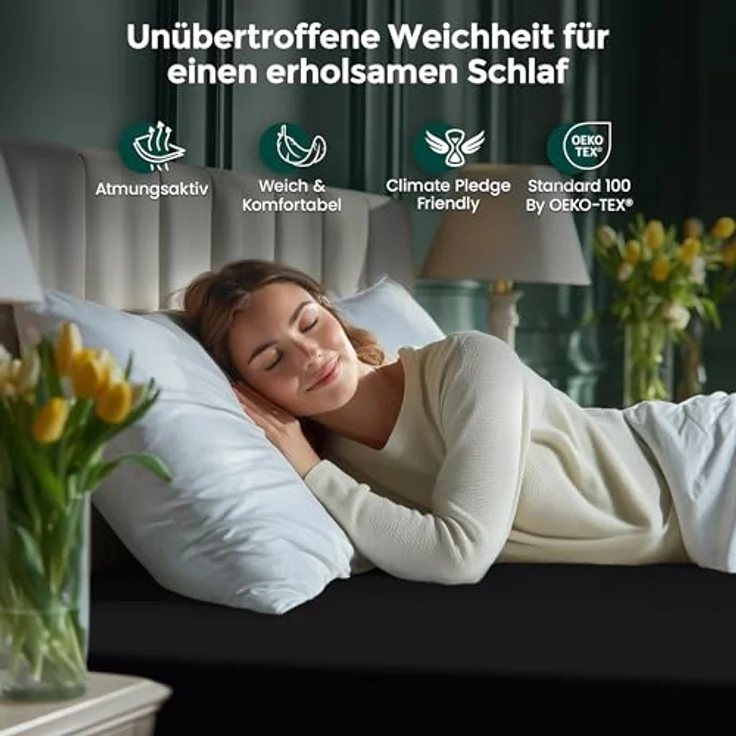 Utopia Bedding - Spannbettlaken 200x200 cm Bis 30 cm - Schwarz - Gebürstete Mikrofaser Spannbetttuch - Oeko Tex Standard 100 – Bild 4
