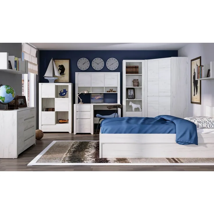 Jugendzimmer Set Angel 7-tlg weißeiche mit Kleiderschrank und Sideboard