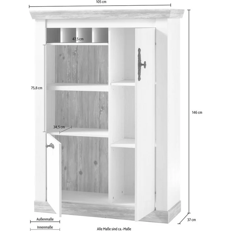 Home affaire Kommode Florenz, im romantischen Landhaus-Look, Breite 105 cm – Bild 2