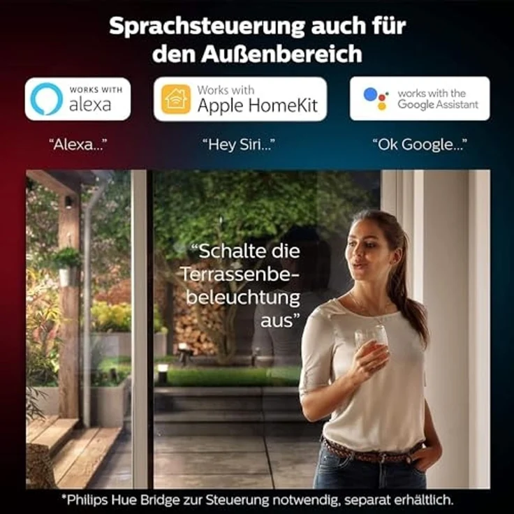 Philips Hue White & Color Ambiance Appear Outdoor Wandleuchte (1.180 lm), Doppelpack, dimmbare Wandlampe mit 16 Mio. Farben, smarte Lichtsteuerung über Sprache oder App, schwarz – Bild 6