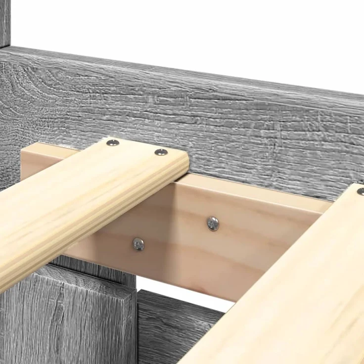 vidaXL Bettgestell mit Kopfteil Grau Sonoma 200x200cm Holzwerkstoff 3295539 – Bild 9