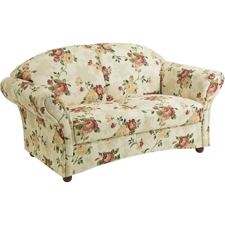 Sofa 2-Sitzer Kama Bezug Flachgewebe Buche nussbaum dunkel / multi 21516