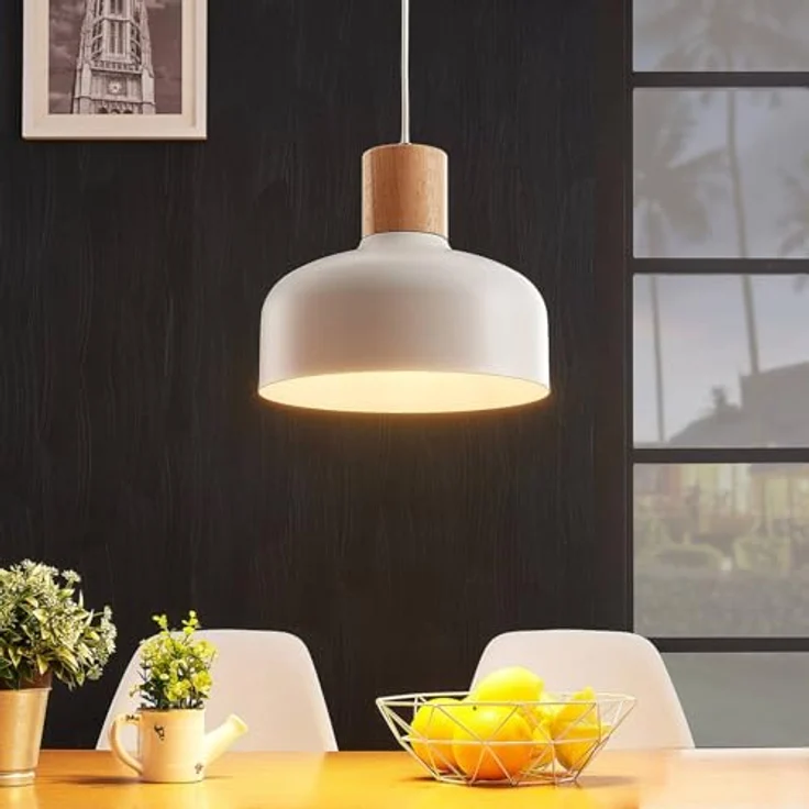 LINDBY Hängeleuchte Carlise mit Holzelement, Pendelleuchte für Wohnzimmer und Esszimmer, gemütliche Atmosphäre – Bild 4