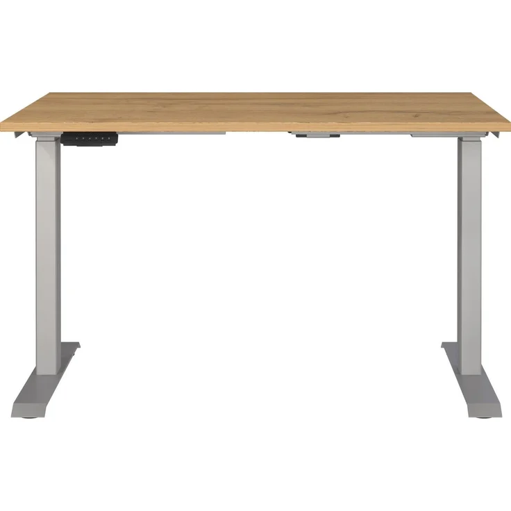 Germania Schreibtisch 7907-638, in Grandson-Eiche-Nb./Silber, EL. höhenverstellb, 120 x 120 x 80 cm (BxHxT) – Bild 1