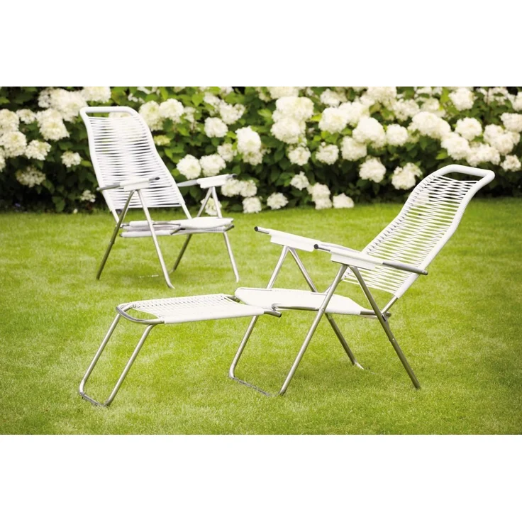 Liegestuhl Spaghetti Gartenstuhl Weiß Sessel mit Beinauflage FIAM – Bild 1