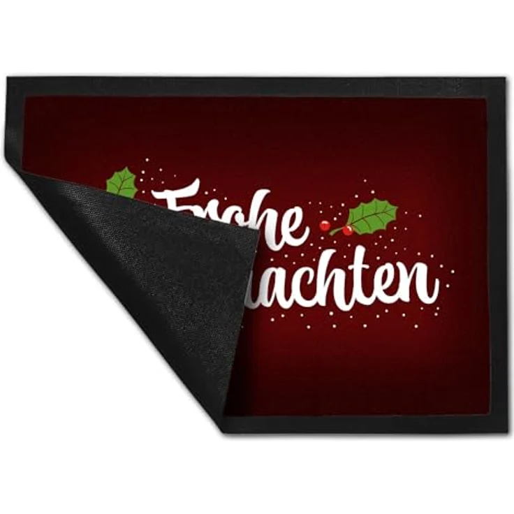 speecheese Fußmatte Frohe Weihnachten Fußmatte mit Blätter und Beeren Motiv Winter Advent – Bild 4