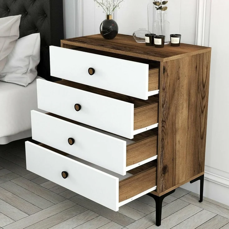 Dmora Kommode Aether 76 x 40 x 90,7 cm Braun, 4 Schubladen – Bild 4