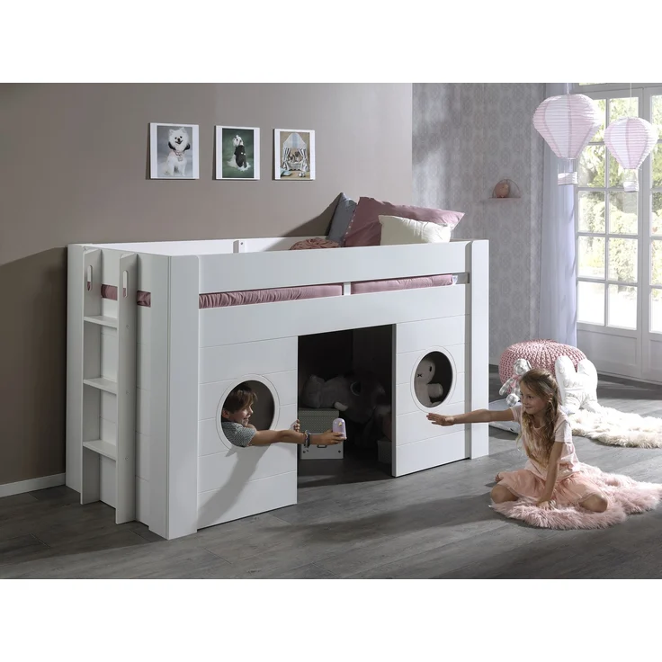 Hochbett Karella 215x96x120 Spielbett MDF Weiß – Bild 3