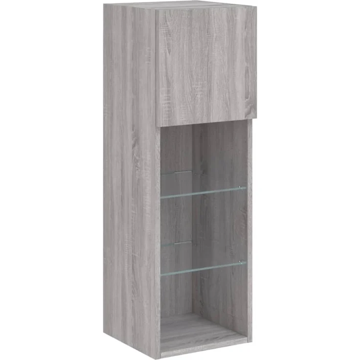 vidaXL 4-tlg. Wohnwand mit LED-Beleuchtung Grau Sonoma Holzwerkstoff 3216652 – Bild 7