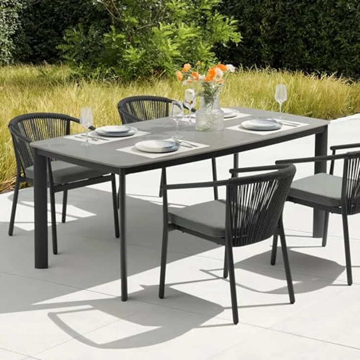 IDIMEX Tavolo Gartentisch, anthrazit, rechteckig, 180x75x90 cm, Sintersteinplatte, für bis zu 8 Personen, wetterfest und pflegeleicht – Bild 2