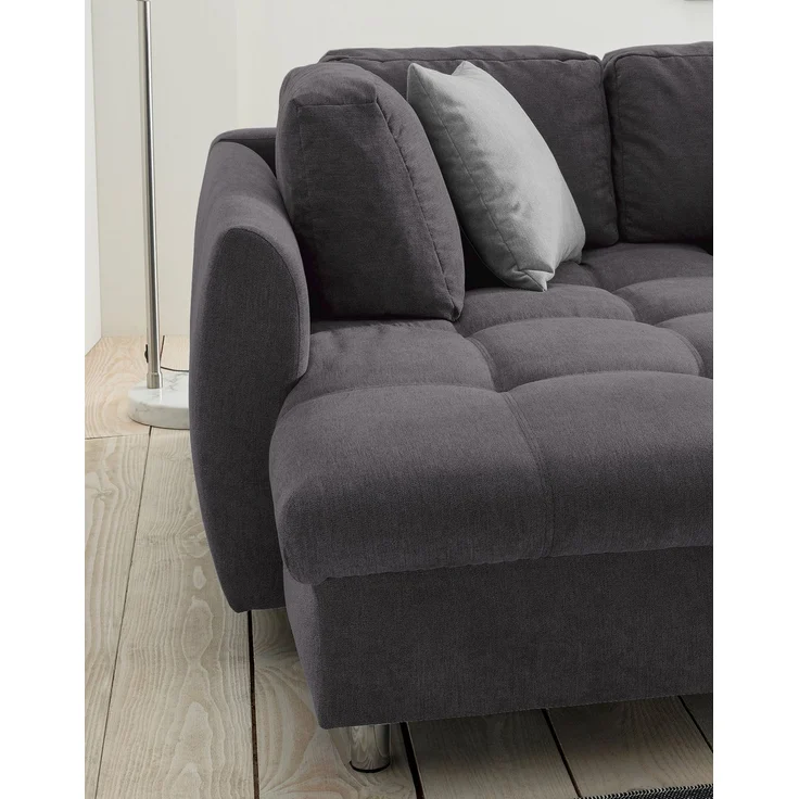 Ecksofa Schlafcouch L-Garnitur Bettkasten Ottomane links Mikrofaser Anthrazit – Bild 8