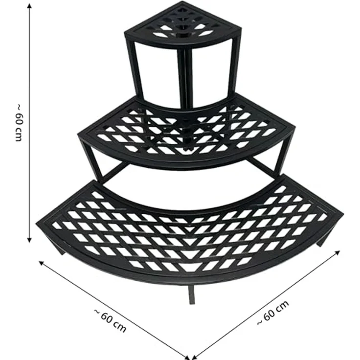 dobar® Blumentreppe 3 Stufig aus Stahl - Eckregal für Pflanzen - Pflanztreppe pulverbeschichtet - Pflanzenständer für Innen- und Außenbereich - 60x60x60 (LxBxH) - Anthrazit – Bild 2