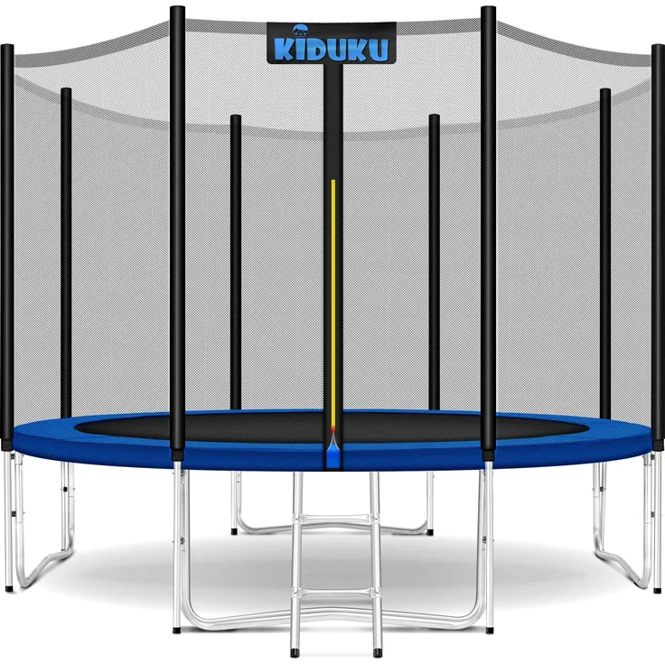 KIDUKU® Trampolin Ø 244 cm Komplettset mit Sicherheitsnetz, Leiter, Randabdeckung, Bodenanker & Zubehör, TÜV Rheinland geprüft, Outdoor Gartentrampolin Kinder-Trampolin