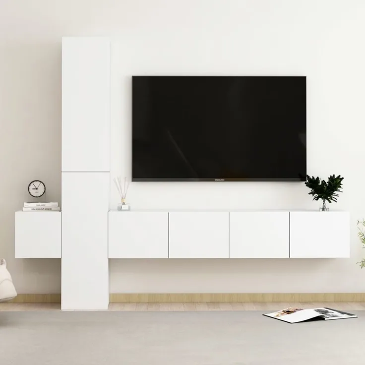 5-tlg. TV-Schrank-Set Weiß Holzwerkstoff [3078655]