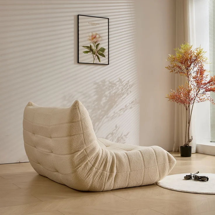 Loungesofa 149x114x82 cm, Beige, Teddy-Velours, ergonomisch, hochdichte Polsterung – Bild 6
