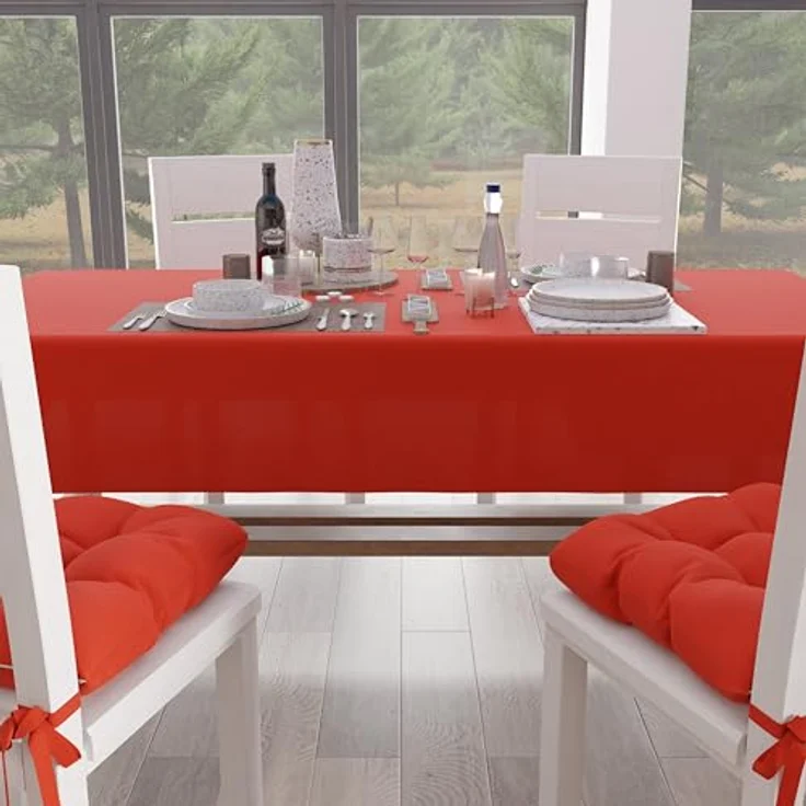 Petti Artigiani Italiani - Tischdecke, Küchentischdecke aus Baumwolle, einfarbig, quadratisch, rot, für 4 Plätze (140 x 140 cm) – Bild 3