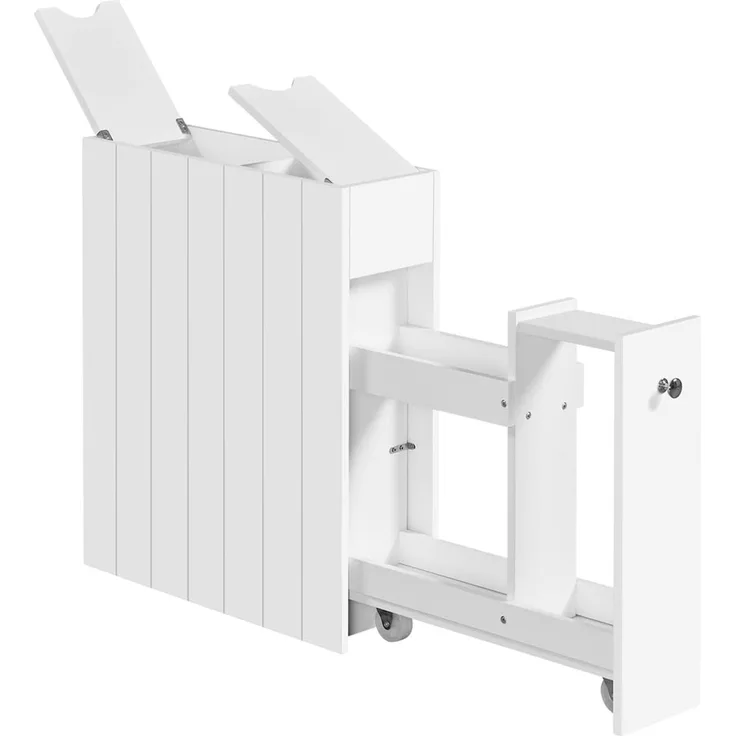 Yaheetech Badezimmerschrank Beistellschrank klein, Badschrank Nischenregal mit Schubladen und Rollen, Küchenschrank für kleine Räume, Weiß