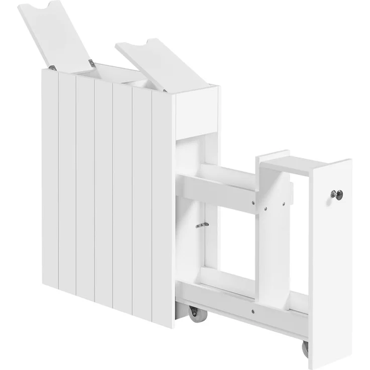 Yaheetech Badezimmerschrank Beistellschrank klein, Badschrank Nischenregal mit Schubladen und Rollen, Küchenschrank für kleine Räume, Weiß