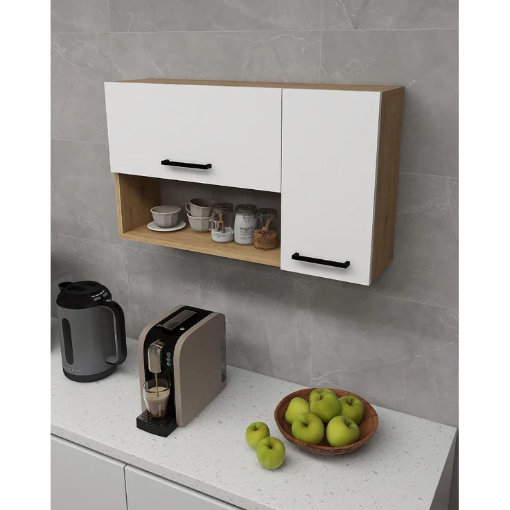 Mehrzweckschrank, Saphir-Eiche & Weiß, 90 x 52 x 23,8 cm | 100% melaminbeschichtet, 18 mm stark | Wandmontage, stilvolle Aufbewahrungslösung – Bild 6